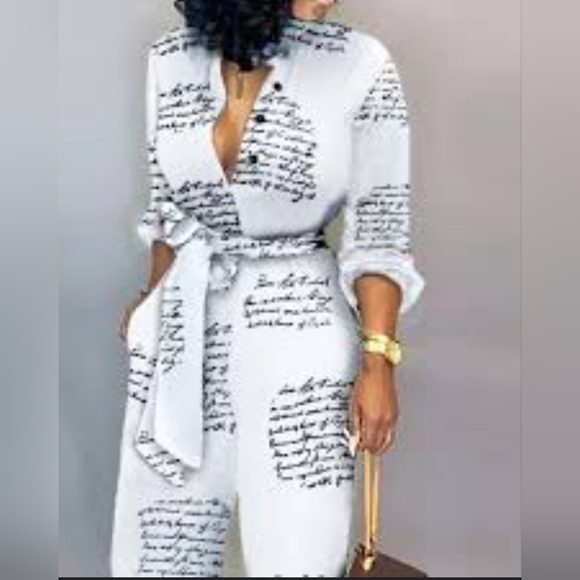 Casual script printed jumpsuit - Picture 7 of 12